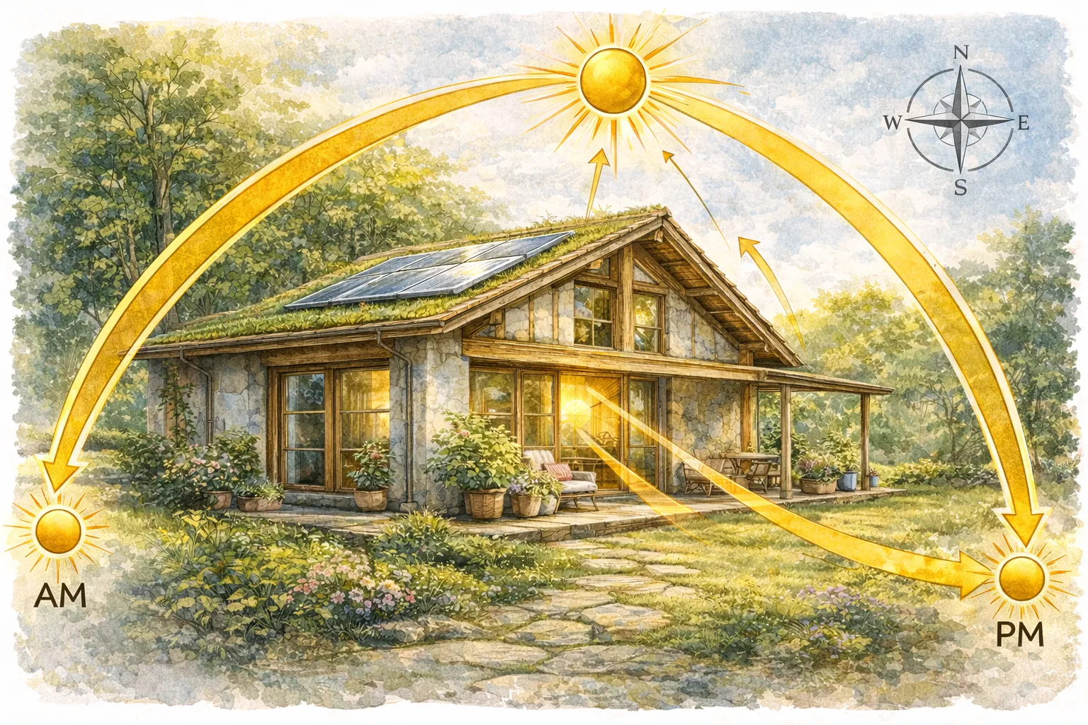 Orientação solar em bioconstrução