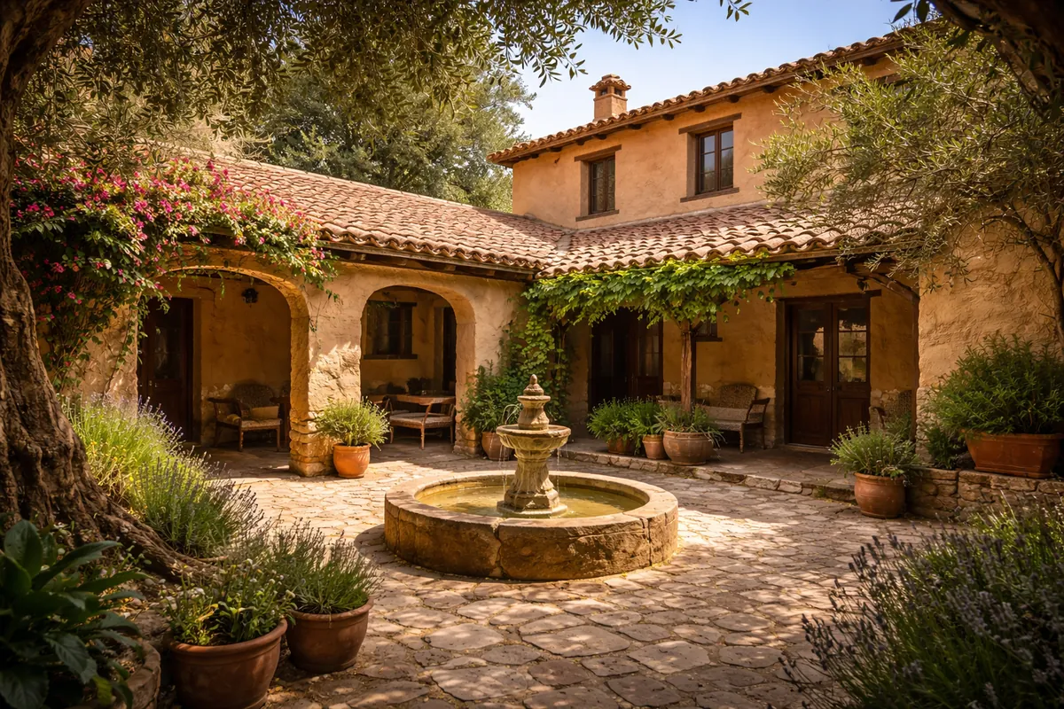 Casa tradicional com pátio interior que favorece ventilação e conforto térmico.