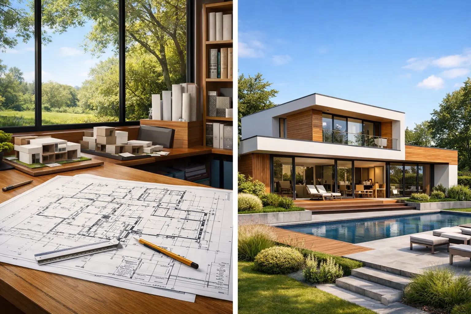 Architectural technical drawing on a construction table, representing the planning needed for structural changes.